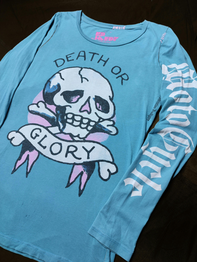 Pre-owned Christian Audigier X Ed Hardy By Audigier Skull Glory Shirt In Blue