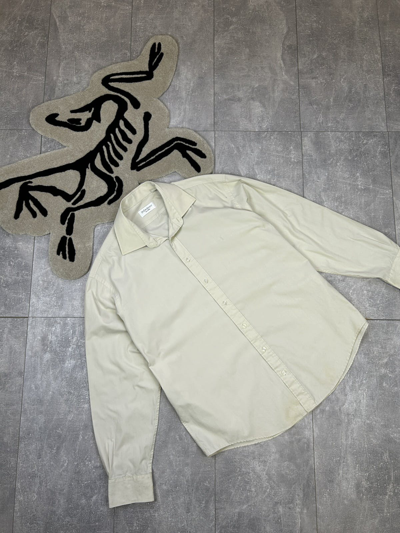 Pre-owned Vintage X Ysl Pour Homme Mens Vintage Yves Saint Laurent Shirts Button Up Ysl Luxury In Beige
