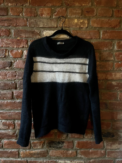 Pre-owned Dior X Hedi Slimane Dior Homme Aw07 Navigate Mohair Sweater In Black/white