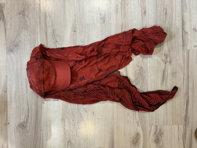Pre-owned Marine Serre Silk Scarf Veiled Hat In Red