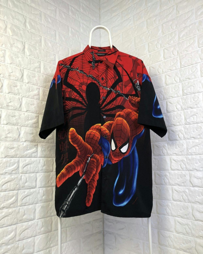 Pre-owned Marvel Comics X Movie Vintage Overprinted Spider-man Shirt In Red