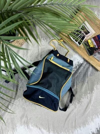 Pre-owned Nike X Vintage 90's Nike Swoosh Y2k Retro Backpack In Blue