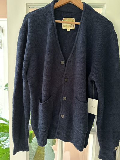 Pre-owned Aimé Leon Dore Solid Terry Cardigan In Blue