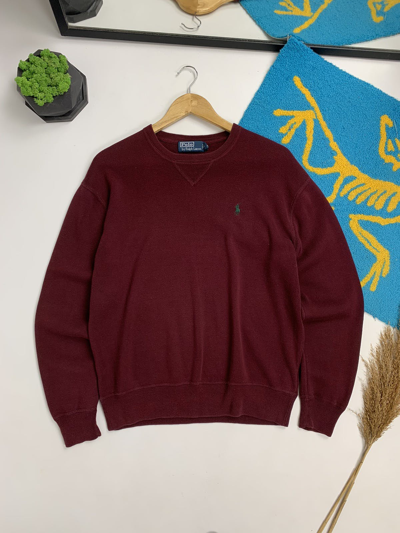 Pre-owned Ralph Lauren X Vintage 90's Ralph Laurent Old Money Crew Neck Sweater In Burgundy