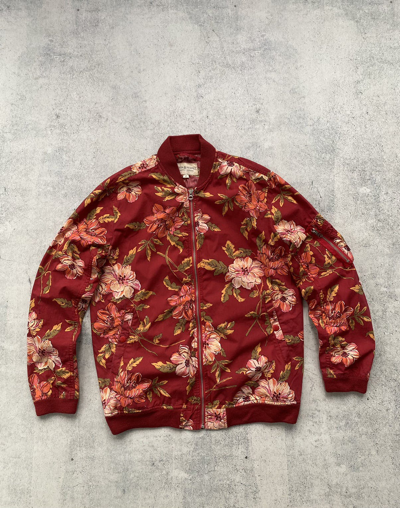Pre-owned Archival Clothing X Denim And Supply Ralph Lauren Denim And Supply Ralph Laurent Floral Light Bomber Jacket In Red
