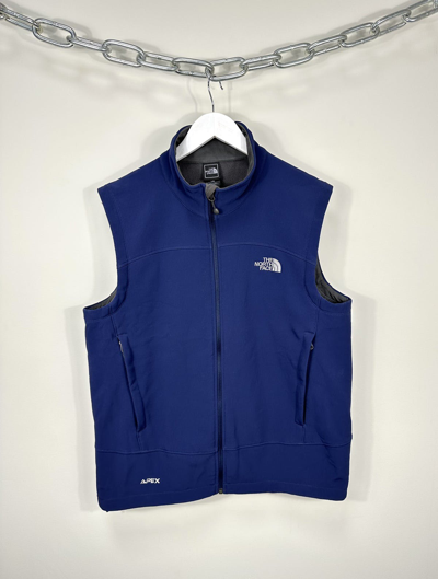 Pre-owned The North Face X Vintage The North Face Apex Soft Shell Fleece Vest Zip Up In Navy