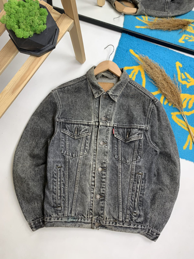 Pre-owned Distressed Denim X Levis Vintage Levi's 90's Distressed Denim Jacket In Dark Granite