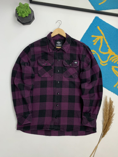 Pre-owned Dickies X Vintage Dickies Flannel Over Shirt In Black Violet