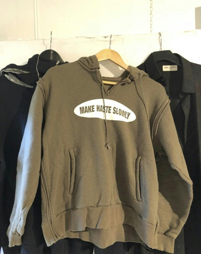 Pre-owned Undercover Aw99 Small Parts Make Haste Slowly Olive Hoodie