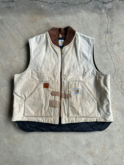 Pre-owned Carhartt X Vintage 90's Carhartt Vest Canvas Quilt Lined Usa Size Xl In Tan