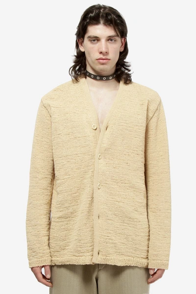 Our Legacy Knitted Cardigan Beige Faux Coard In Beige Faux Cord