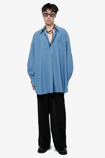 Our Legacy Popover Shirt In Cyan Cotton | ModeSens