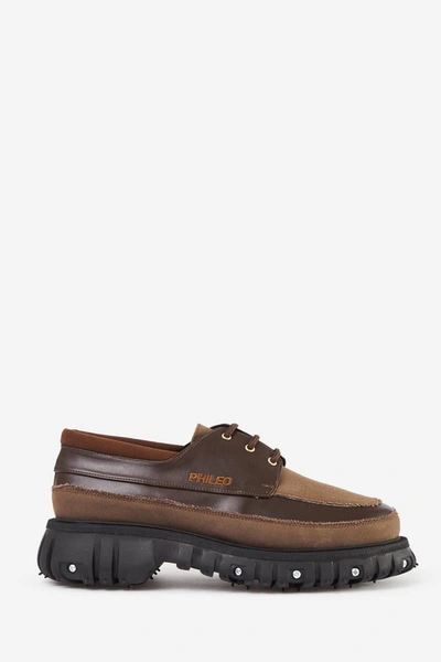 Phileo Brown Faux Leather Yacht Shoes