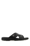 Prada Spazzolato Slide Sandal In Black