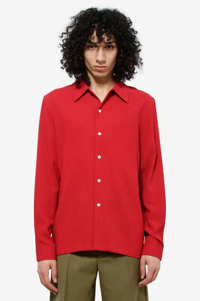 Séfr Rampoua Spread-collar Crepe Shirt In Red