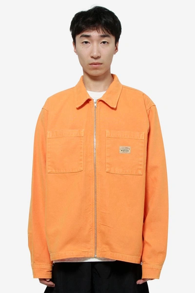 Stussy Washed Canvas Zip Shirt In Orange