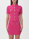 Balmain Embossed Buttons Knitted Cardigan In Fuchsia