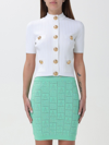 Balmain Short Sleeve Buttoned Pocket Knit Cardigan In White