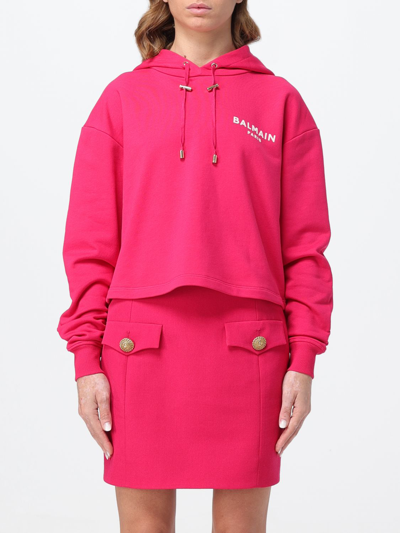 Balmain Sweatshirt  Woman Color Fuchsia In Fuchsia