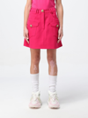 Balmain High-waisted Mini Skirt Logo Buttons In Fuchsia