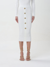 Balmain Knit Mini Skirt With Embossed Buttons Women In White