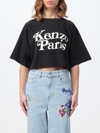 Kenzo Black Black Logo Print Cotton T-shirt In Black