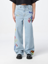 Kenzo Light Wash Straight Fit Denims With Embroideries 23cm In Stone Washed