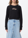 Diesel Cropped Sweatshirt With Cut-out Logo In Black