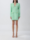 Balmain Button-embellished Tweed Minidress In Green