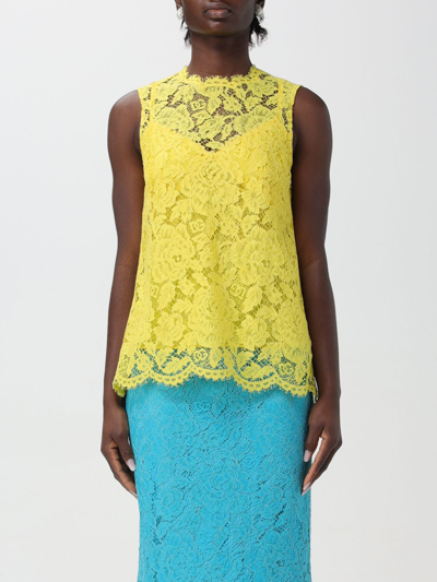 Dolce & Gabbana Lace Top Tops Yellow