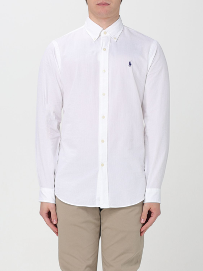 Polo Ralph Lauren Linen Logo Embroidered Shirt In White