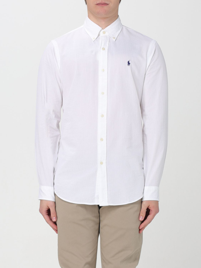 Polo Ralph Lauren Long-sleeved Button-down Shirt With Tailored Fit In White