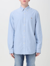 Polo Ralph Lauren Slim Fit Oxford Shirt Man Shirt Grey Size Xxl Cotton In Blue
