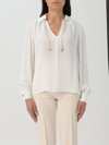 Elisabetta Franchi Logo-pendant Crepe-texture Shirt In White