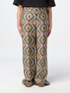 Etro Wide-leg Trousers With Floral-geometry Pattern In Brown