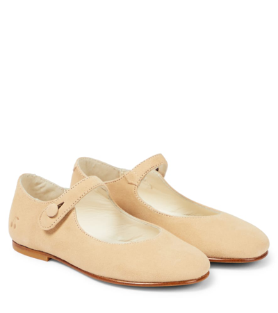 Bonpoint Kids' Ella Suede Mary Jane Ballet Flats In Beige