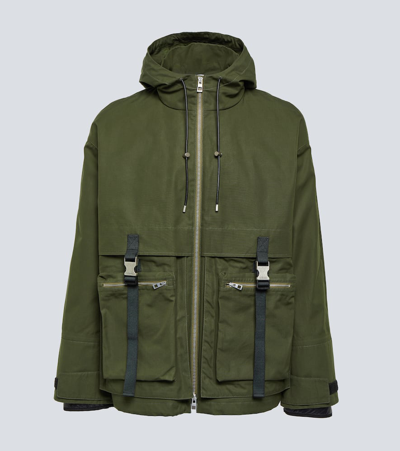 Loewe Buckle-detail Parka In Dark Green