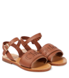 Chloé Chloe Girls Brown Kids Stellar Brand-embroidered Leather Sandals 6-10 Years In Brown