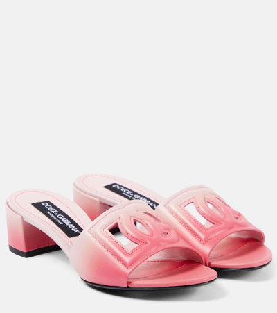Dolce & Gabbana Dégradé Logo Cutout Leather Mules In Pink