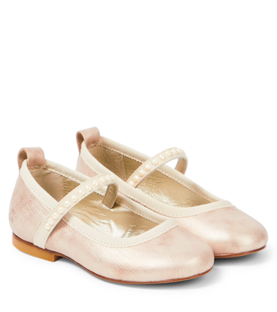 Bonpoint Kids' Aisha Leather Mary Jane Ballet Flats In Pink
