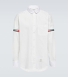 Thom Browne Long-sleeve Cotton Shirt With Striped Accents In White