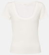 Frame Scoop Neck Rib Baby Tee In White