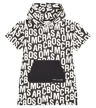 Marc Jacobs Kids' Logo Hooded Jersey Jumper Dress In Black