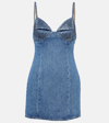 AREA CRYSTAL-EMBELLISHED DENIM MINIDRESS