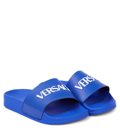 Versace Kids' Logo Slides In Blue