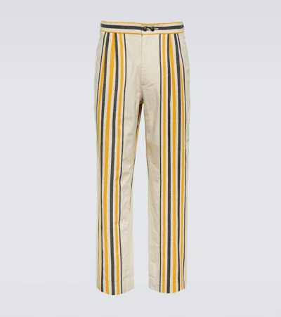 Bode Striped Mid-rise Cotton Straight Pants In Multicoloured