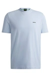 Hugo Boss Stretch-cotton Regular-fit T-shirt With Contrast Logo In Blue