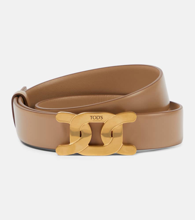 Tod's Leather Belt In Beige