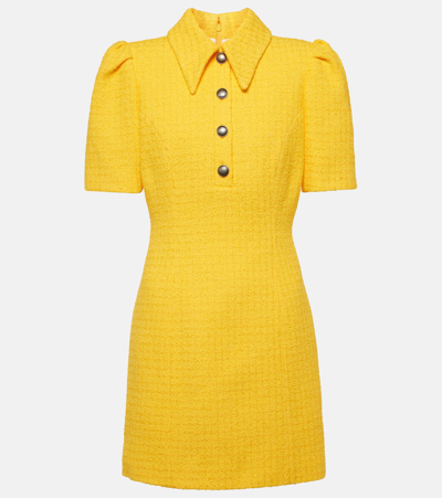 Alessandra Rich Checked Tweed Boucle Mini Dress In Yellow