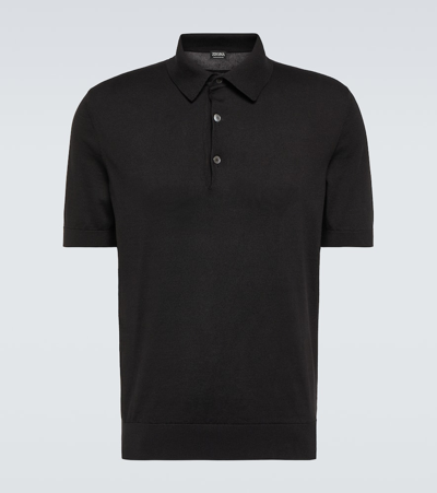 Zegna Cotton Piqué Polo Shirt In Black